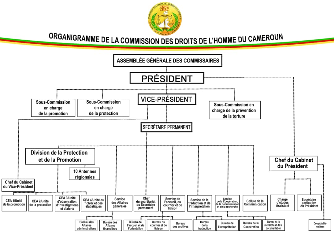 ORGANIGRAMME DE LA COMMISSION DES DROITS DE L&rsquo;HOMME DU CAMEROUN