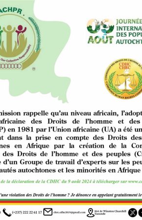 QUELQUES EXTRAITS DE LA DÉCLARATION DE LA CDHC À L’OCCASION DE LA JOURNÉE INTERNATIONALE DES POPULATIONS AUTOCHTONES