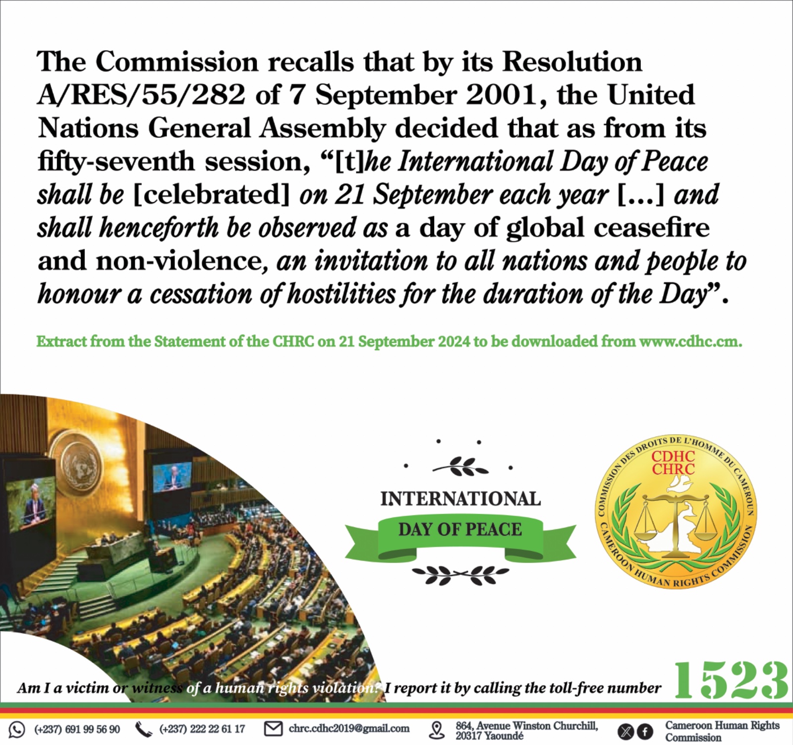 SOME EXTRACTS OF THE STATEMENT BY THE CAMEROON HUMAN COMMISSION RIGHTS TO MARK THE SEVENTH INTERNATIONAL DAY OF SIGN LANGUAGES