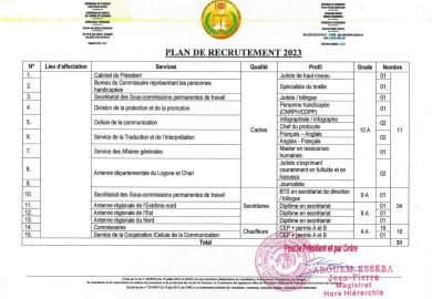 PLAN DE RECRUTEMENT 2023