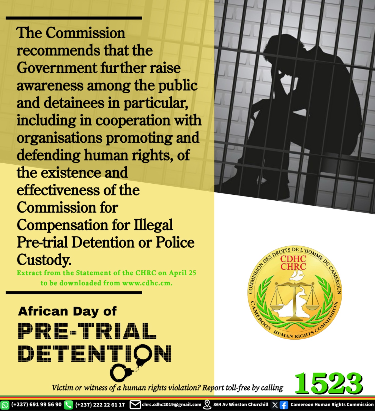 STATEMENT BY THE CHRC TO MARK THE SEVENTH AFRICAN DAY OF PRE-TRIAL DETENTION