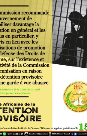 DÉCLARATION DE LA CDHC À L’OCCASION DE LA 7E ÉDITION DE LA JOURNÉE AFRICAINE DE LA DÉTENTION PROVISOIRE