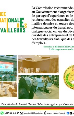 DÉCLARATION DE LA CDHC À L’OCCASION DE LA 138E ÉDITION DE LA JOURNÉE INTERNATIONALE DU TRAVAIL, LE 1ER MAI 2024