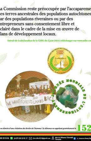 DÉCLARATION DE LA COMMISSION DES DROITS DE L’HOMME DU CAMEROUN À L’OCCASION DE LA CÉLÉBRATION DE LA JOURNÉE MONDIALE DE L’ENVIRONNEMENT