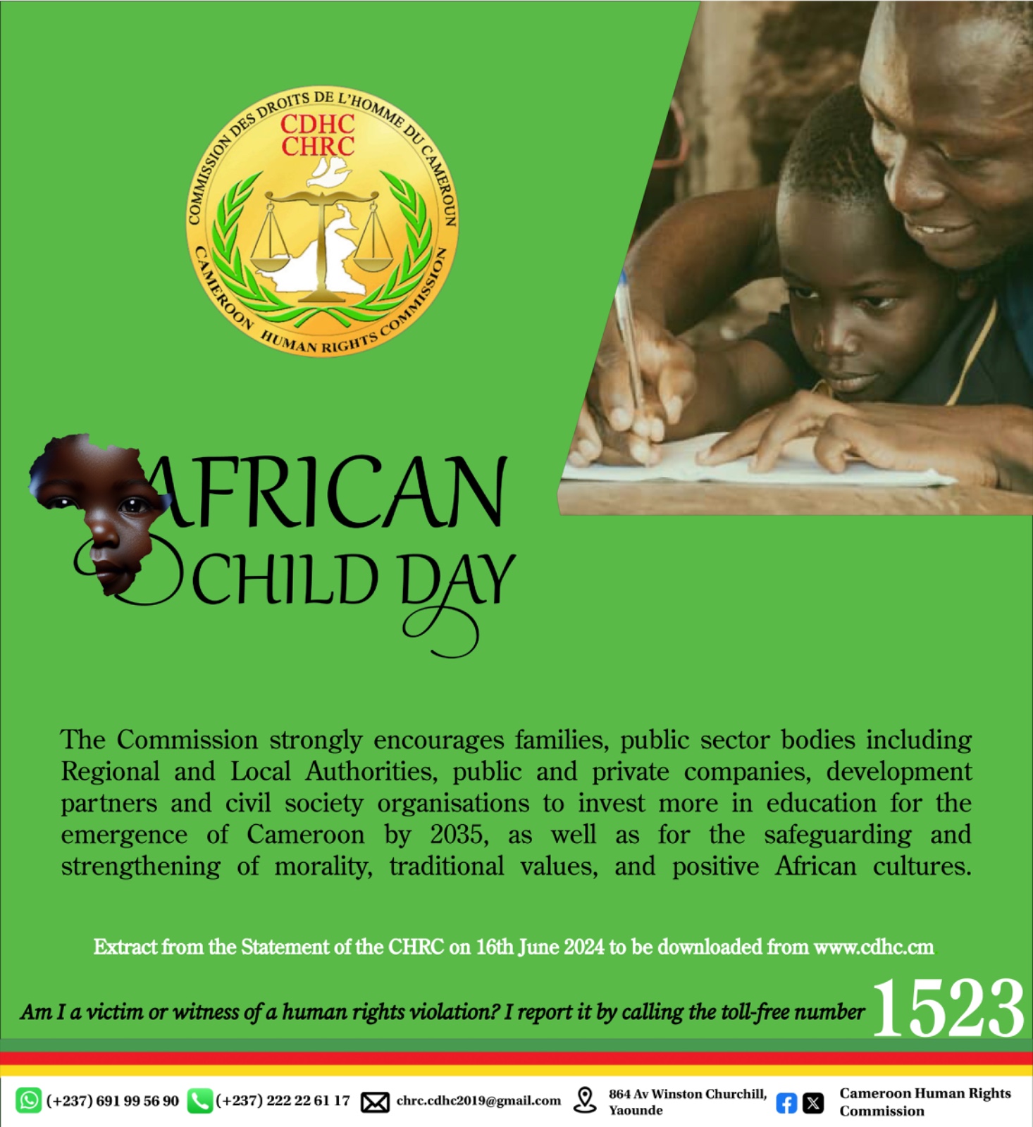 STATEMENT BY THE CHRC TO MARK THE 34TH DAY OF THE AFRICAN CHILD