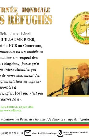 DÉCLARATION DE LA COMMISSION DES DROITS DE L’HOMME DU CAMEROUN À L’OCCASION DE LA CÉLÉBRATION DE LA 23E ÉDITION DE LA JOURNÉE MONDIALE DES RÉFUGIÉS