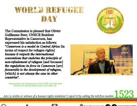 STATEMENT BY THE CAMEROON HUMAN RIGHTS COMMISSION TO MARK THE CELEBRATION OF THE 23RD WORLD REFUGEE DAY