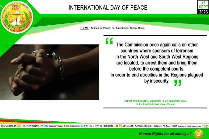 STATEMENT BY THE CAMEROON HUMAN RIGHTS COMMISSION TO MARK THE INTERNATIONAL DAY OF PEACE