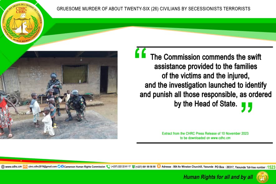 PRESS RELEASE ON THE GRUESOME MURDER OF ABOUT TWENTY-SIX (26) CIVILIANS BY SECESSIONISTS TERRORISTS