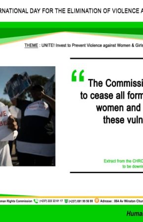 STATEMENT BY THE CAMEROON HUMAN RIGHTS COMMISSION TO MARK THE INTERNATIONAL DAY FOR THE ELIMINATION OF VIOLENCE AGAINST WOMEN