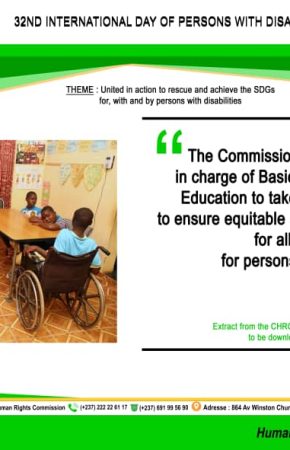 STATEMENT BY THE CAMEROON HUMAN RIGHTS COMMISSION TO MARK THE 32nd INTERNATIONAL DAY OF PERSONS WITH DISABILITIES