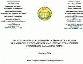 Déclaration de la CDHC à l’occasion de la 19e édition de la Journée mondiale du lavage des mains