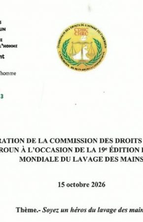 Déclaration de la CDHC à l’occasion de la 19e édition de la Journée mondiale du lavage des mains