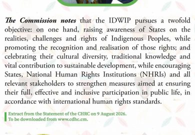 Awareness visuals of the statement by the CHRC to mark the 32nd International Day of the World’s indigenous peoples