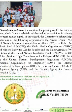 Awareness visuals of the Statement by the CHRC to mark the ninth african civil registration and vital statistics Day