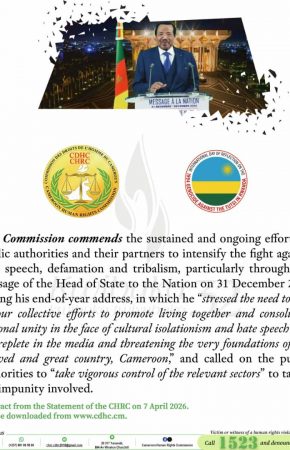 Awareness visuals of the Statement by the Cameroon Human Rights Commission to mark the international Day of reflection on the 1994 Genocide against the Tutsi in Rwanda