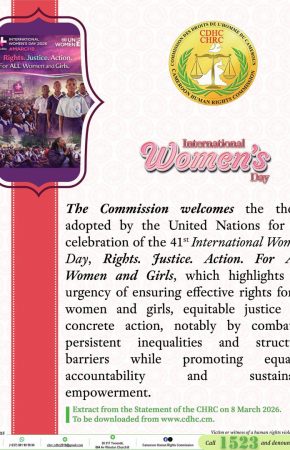 Awareness visuals of the Statement by the Cameroon Human Rights Commission to mark the 41st international Women’s Day