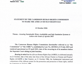 STATEMENT BY THE CAMEROON HUMAN RIGHTS COMMISSION TO MARK THE AFRICAN HUMAN RIGHTS DAY