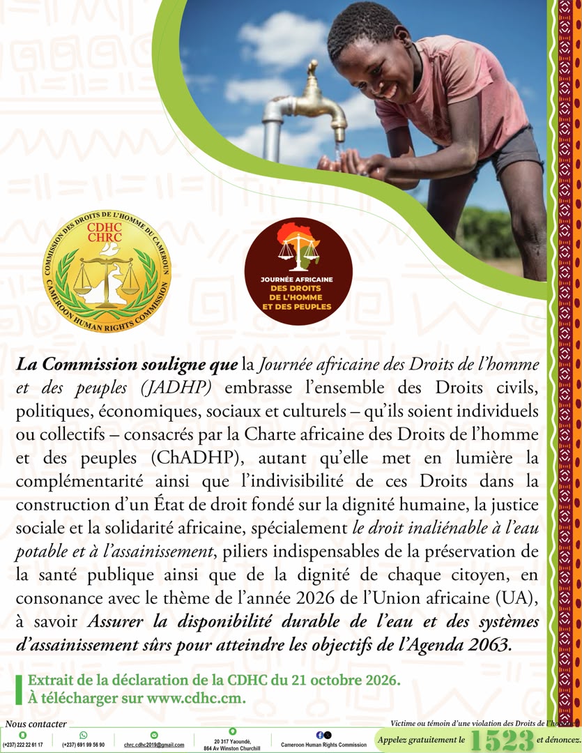 Visuels de la Déclaration de la CDHC à l’occasion de la Journée africaine des Droits de l’homme et des peuples – 21 octobre 2026