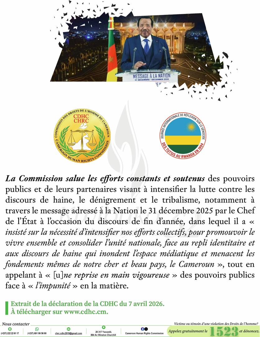 Visuels de sensibilisation de la Déclaration de la CDHC à l’occasion de la journée internationale de réflexion sur le génocide des Tutsis au Rwanda en 1994